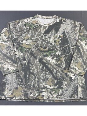 Rare Vintage Y2K Mossy Oak Realtree Camo Outdoor Long Sleeve Shirt 2XL Thrashed